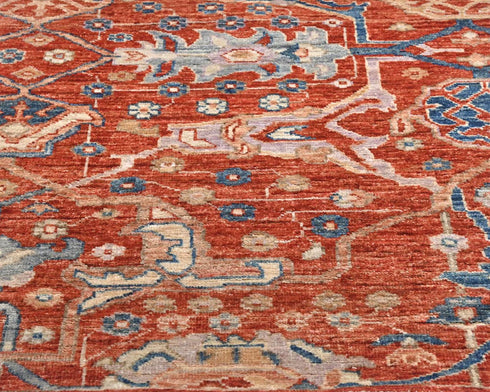 12 Ft Rust Aryana Afghan Hand Knotted Veg Dye Wool Runner Rug